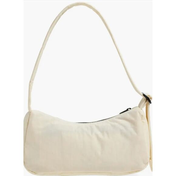 Baggu Nylon Cargo Shoulder Baguette Bag in Ivory Minimalist Preppy Sustainable